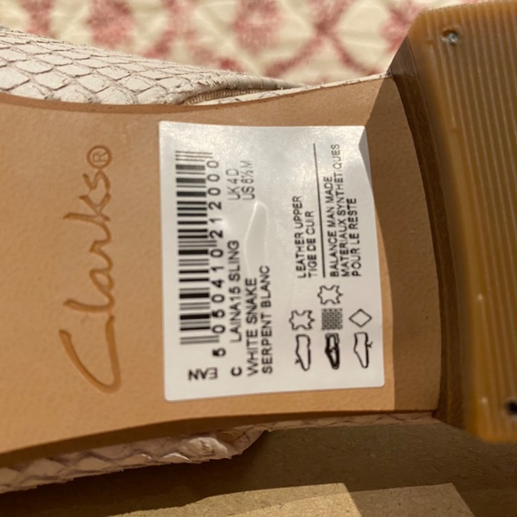 Clarks Laina 15, White Snake Slingback Flat, 6.5 - Picture 7 of 7
